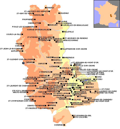 carte du departement 69